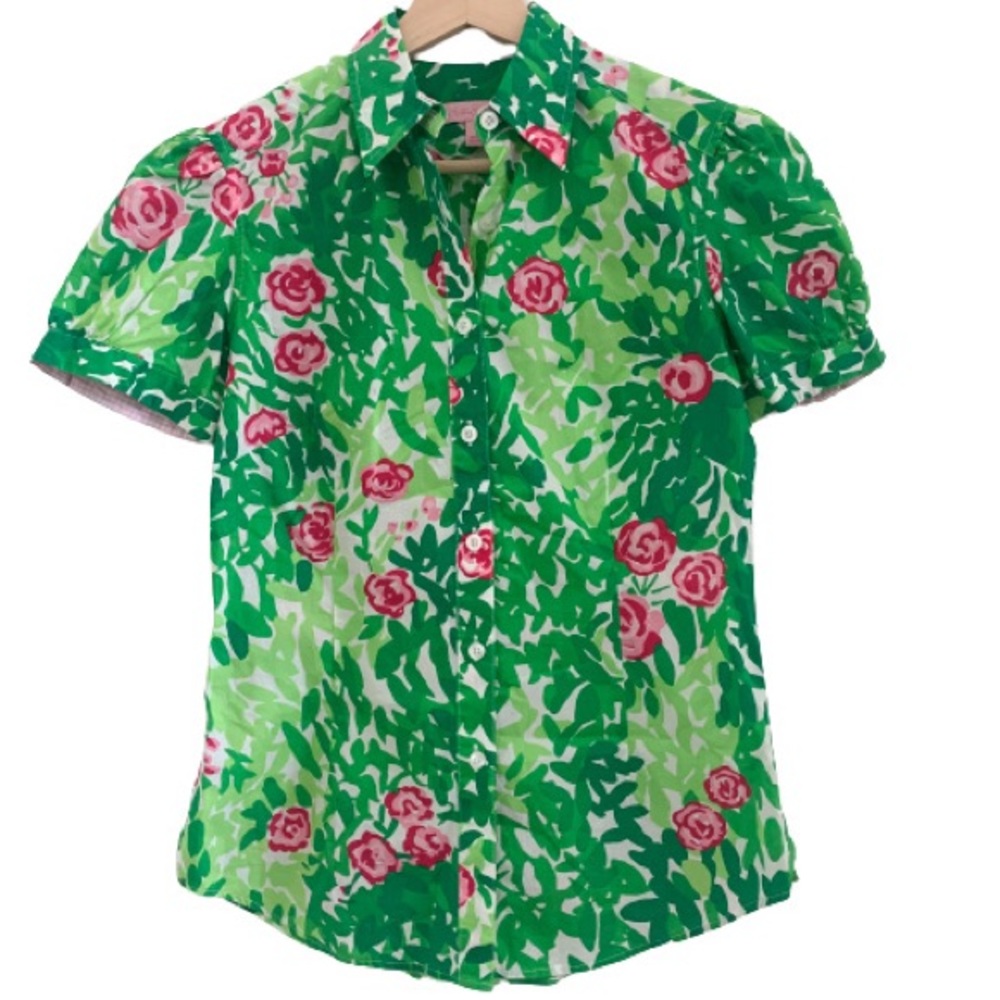 Lilly Pulitzer Floral Short Sleeve Blouse